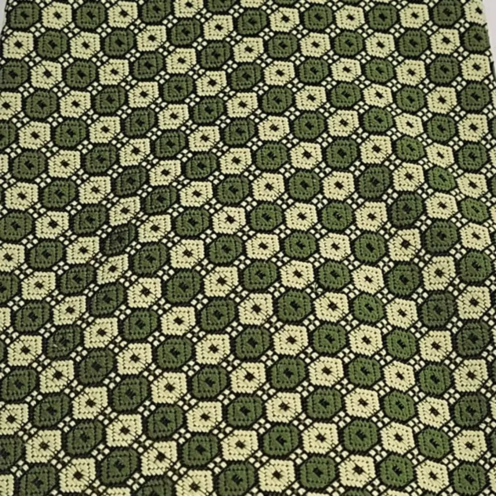 Vintage Christian Dior Men's Green Geometric Medallion Jacquard Tie preppy Retro